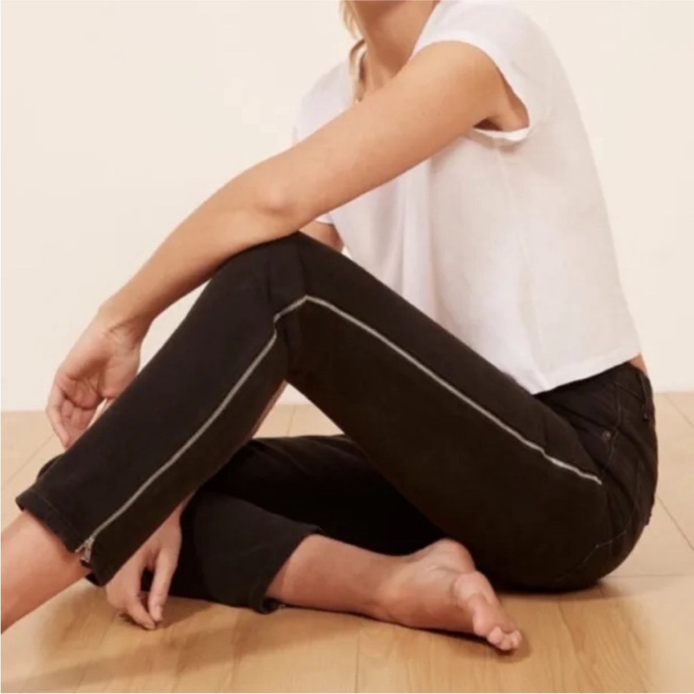 EUC Reformation Helix Side Zipper High Rise Jeans In Black Size